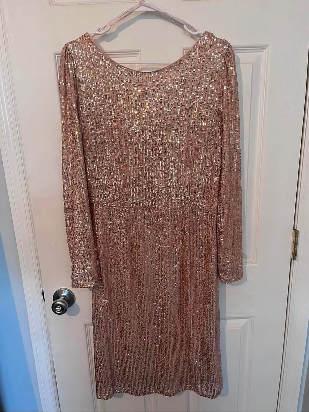 Nanette Lapore Sequin Long Sleeve Evening Dress - Rose Gold - size 10